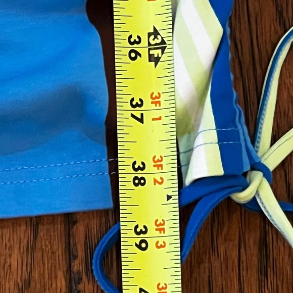 Fabletics Live-In Spaghetti Strap Dress Size Medium Wavy Stripe Blue Midi Fitted - Picture 10 of 15